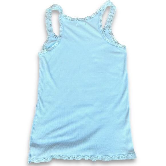 Y2K American Eagle Blue Rib Lace Long Fitted Tank Cami ASO ALT Elena Gilbert L - Picture 6 of 10